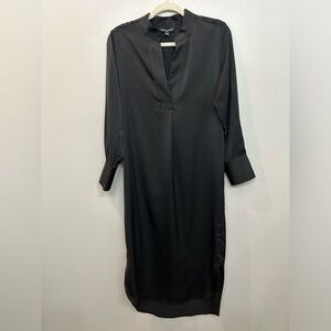 Banana Republic Factory Chemise Style Midi Length Black Satin Dress Size S